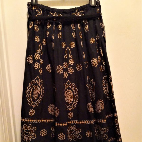 Pawan Dresses & Skirts - ✨ Host Pick ✨ Beautiful Bohemian Maxi Black Linen Skirt with decorative  design